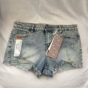 Women's Distressed Blue Denim Jean Shorts cut off